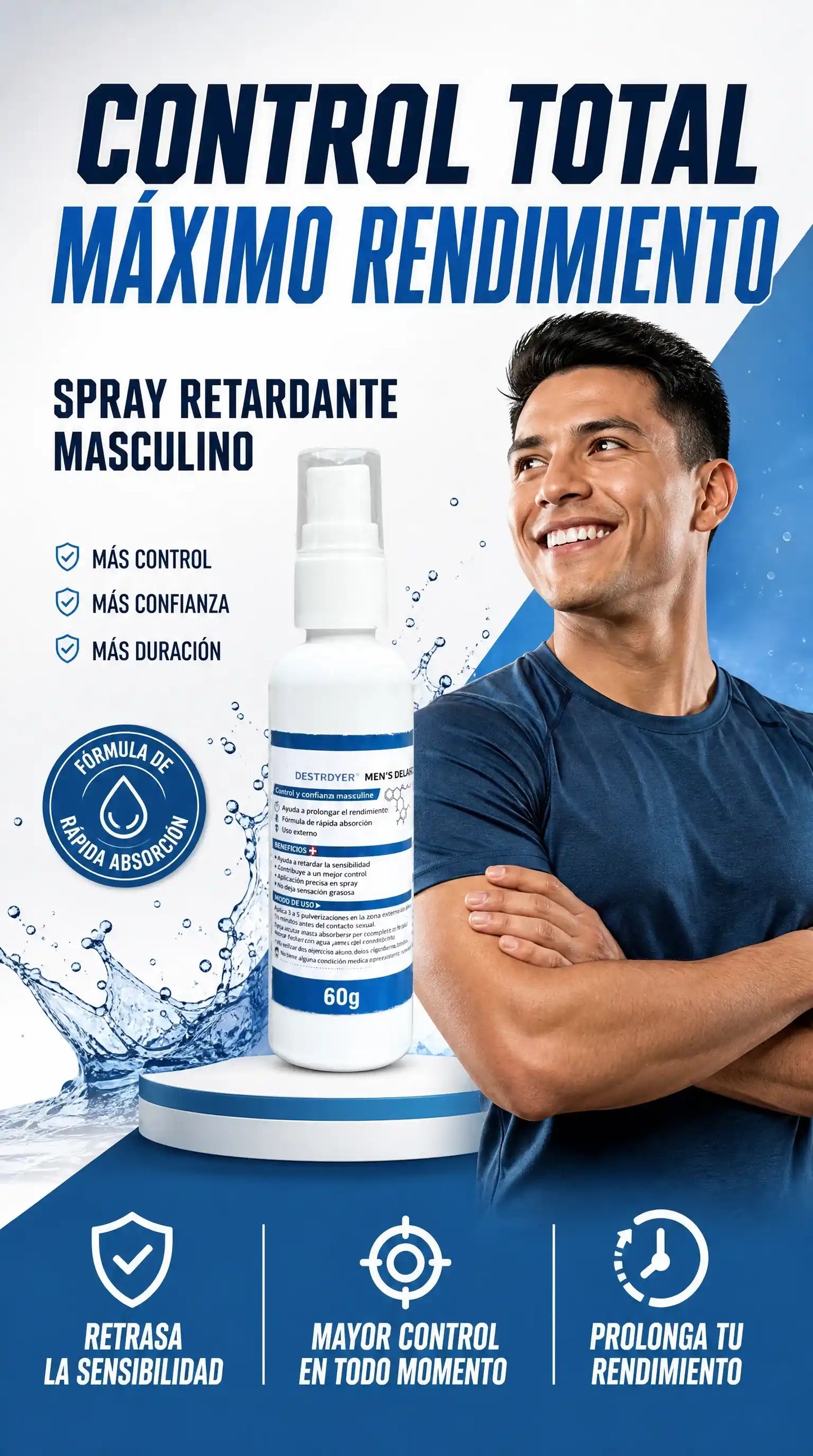 Spray retardante masculino en gel