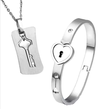 pulseras de pareja de corazón cerradura