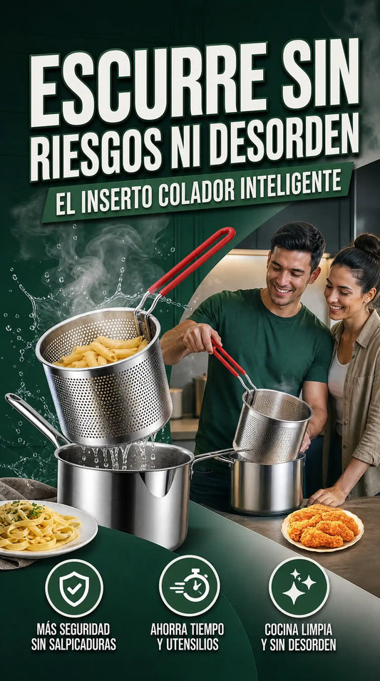 mini olla freidora con cesta coladora