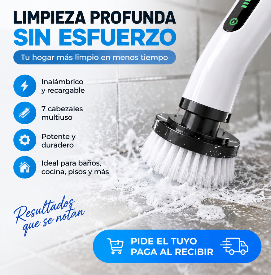 Cepillo Eléctrico de Limpieza 7 en 1 | Inalámbrico y Recargable